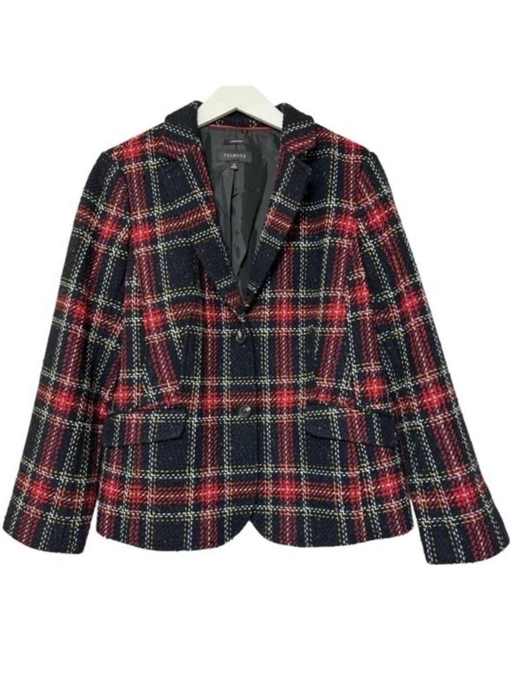 Talbots Wool Blazer Jacket Aberdeen Blend Tartan Plaid Multi Size 16